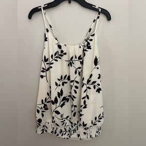 Nine Britton Smocked Halter Top Floral Black and White Small NWT
